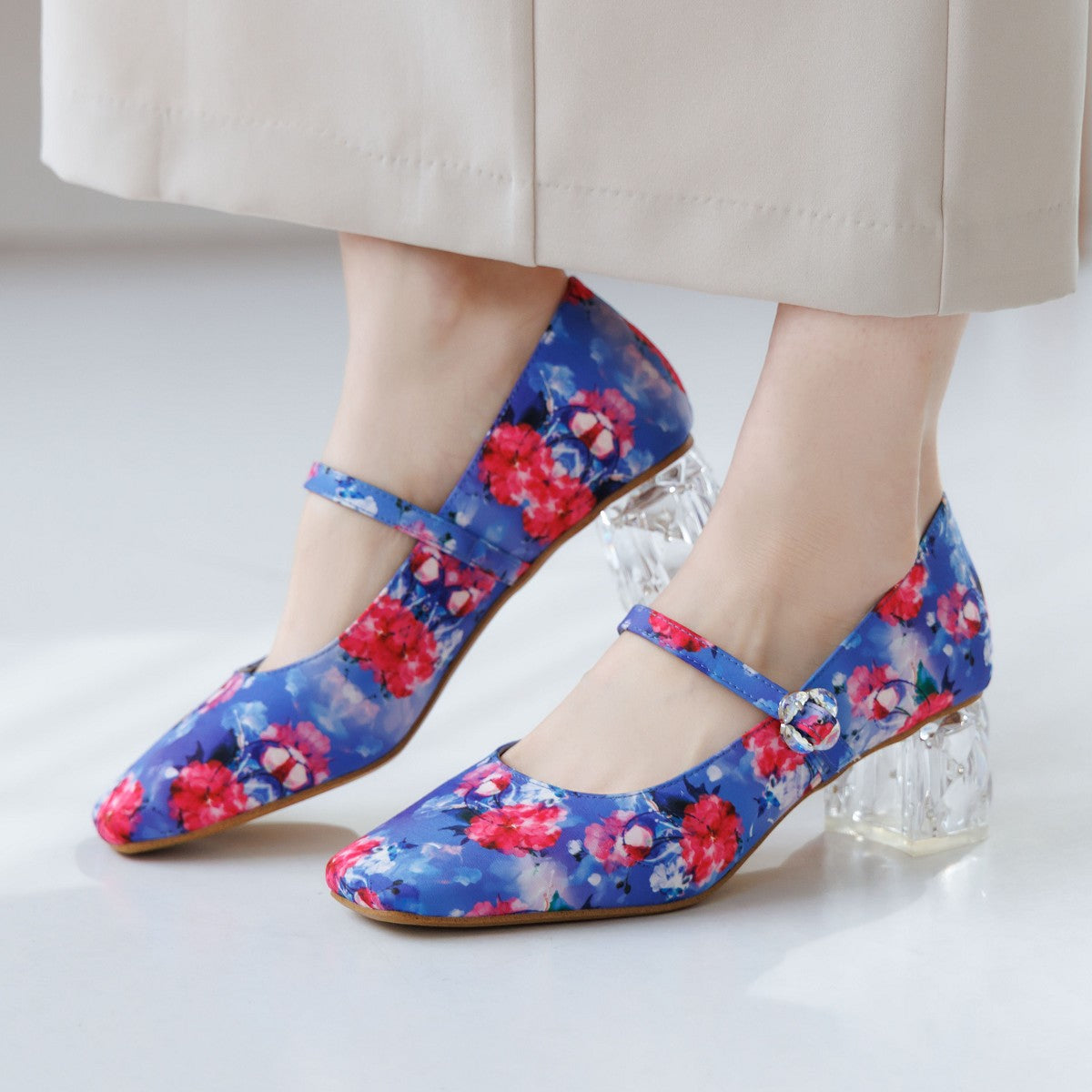 HANAE MORI×HIMIKO ハナエモリ クリアヒールメリージェーン パンプス コラボ ブルー