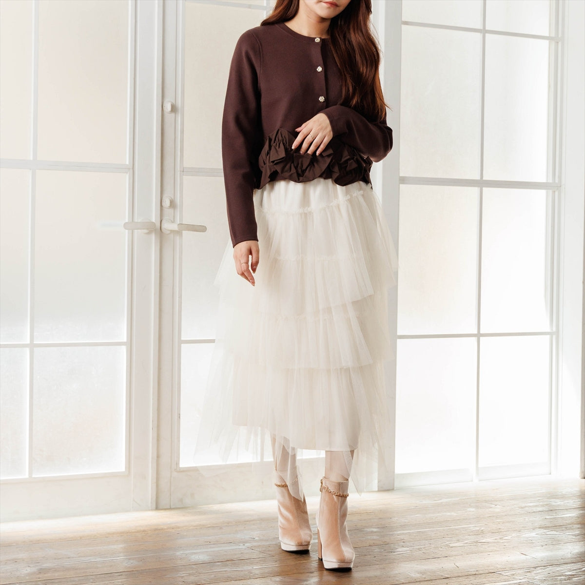 《予約/11月上旬入荷予定》【26AW】チェーンモチーフプラットフォームヒールブーツ/564404