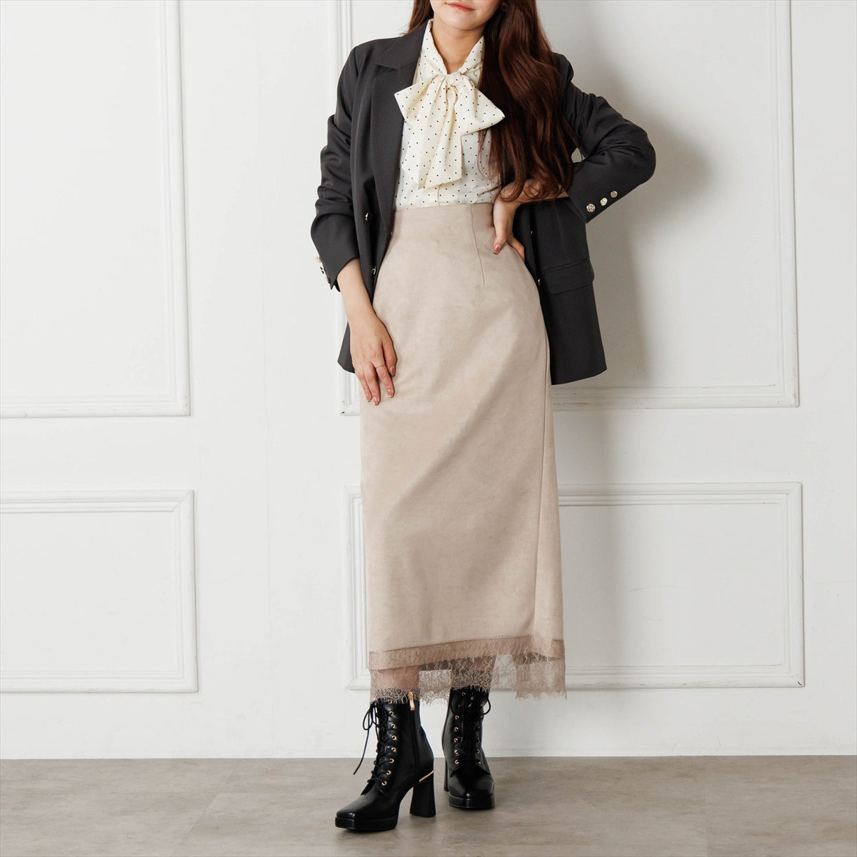 【26AW】レースアッププラットフォームヒールブーツ/564406