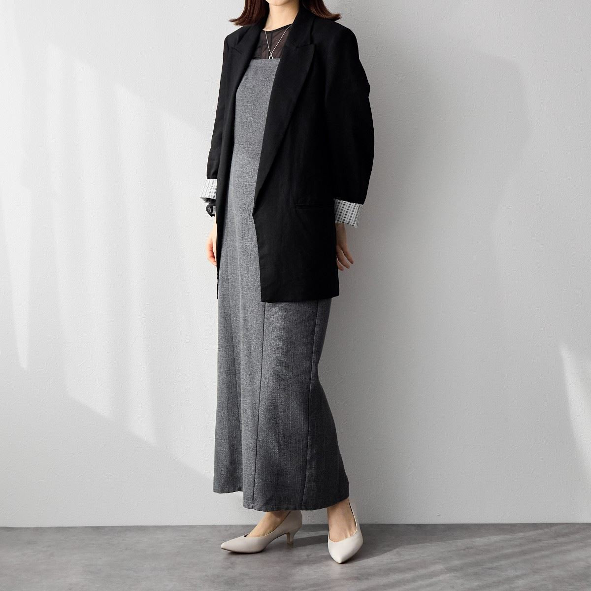 【WEB限定デザイン/再入荷】アシンメトリーポインテッドトゥパンプス/640002