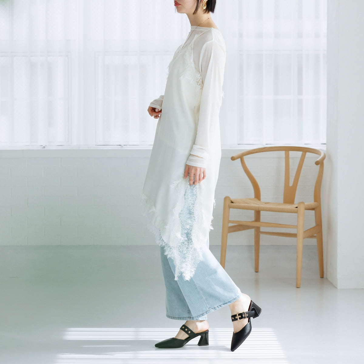 【26SS/WEB限定デザイン】メタルアクセントミュールパンプス/640012