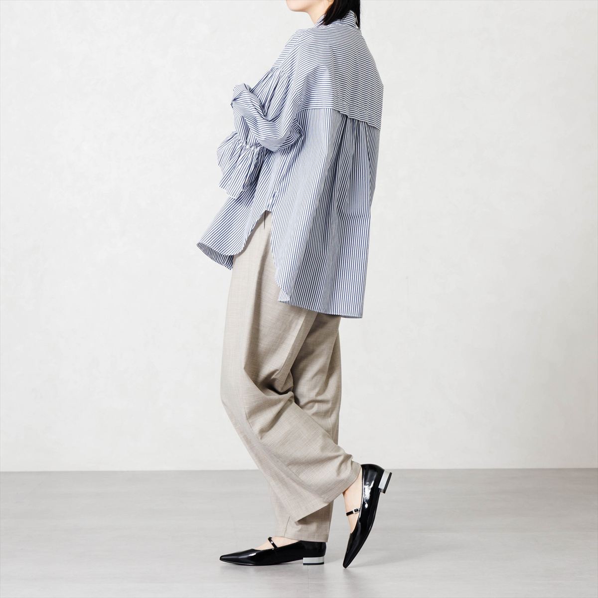 【26AW/WEB限定デザイン】配色ヒールストラップフラットパンプス/640016