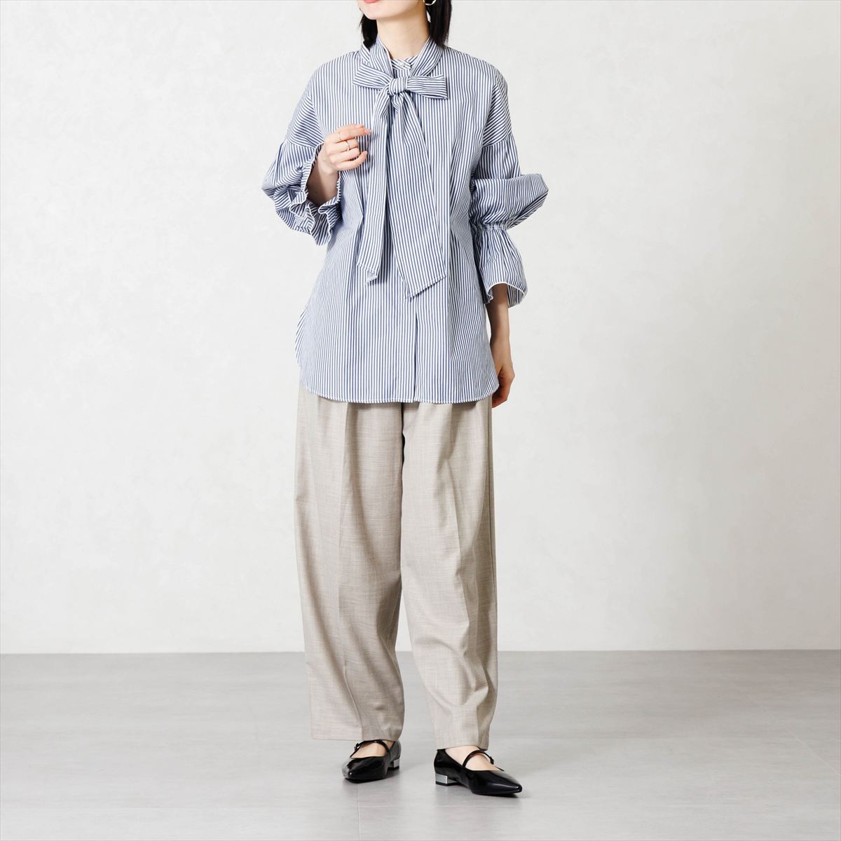 【26AW/WEB限定デザイン】配色ヒールストラップフラットパンプス/640016