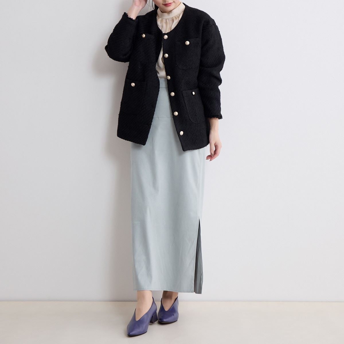 【SALE】Vカットブロックヒールパンプス/641309