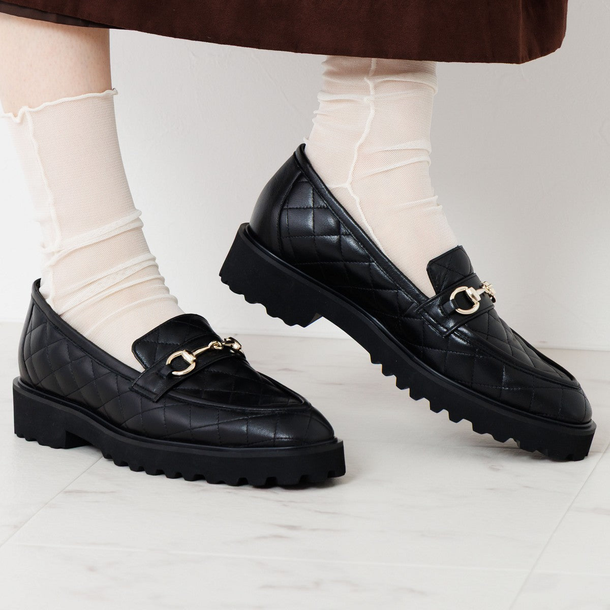 【SALE】トラックソールキルティングビットローファー/651324