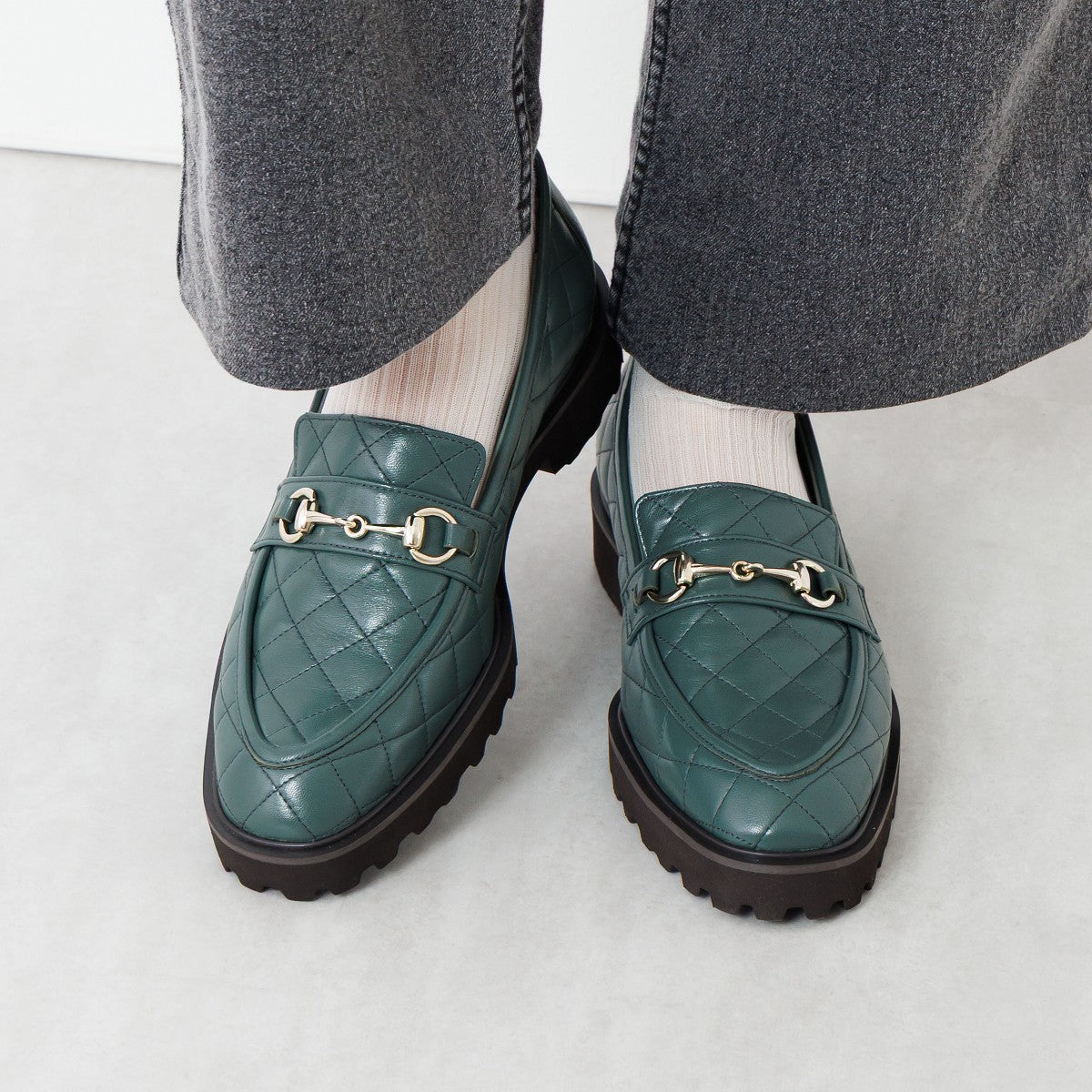【SALE】トラックソールキルティングビットローファー/651324