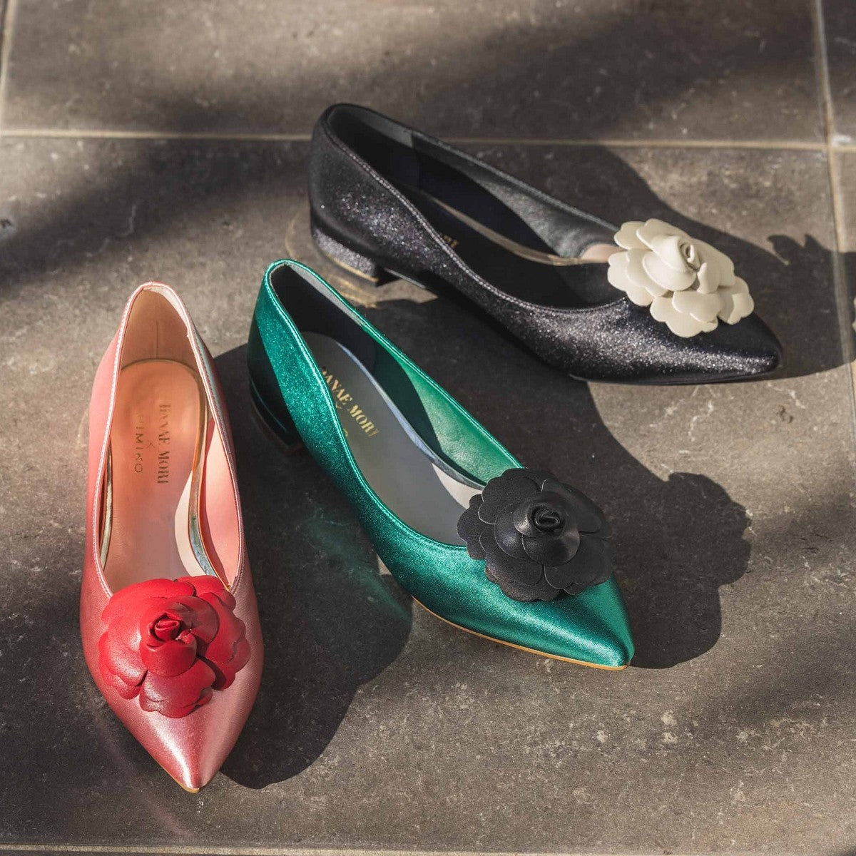 HANAE MORI×HIMIKO ハナエモリ フラワーモチーフ フラットパンプス