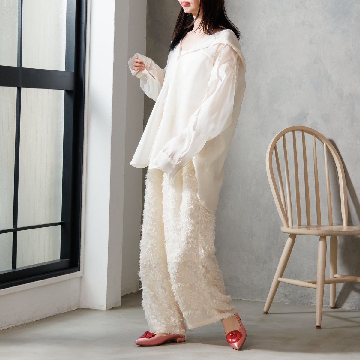 HANAE MORI×HIMIKO ハナエモリ フラワーモチーフ フラットパンプス 2WAY ピンク