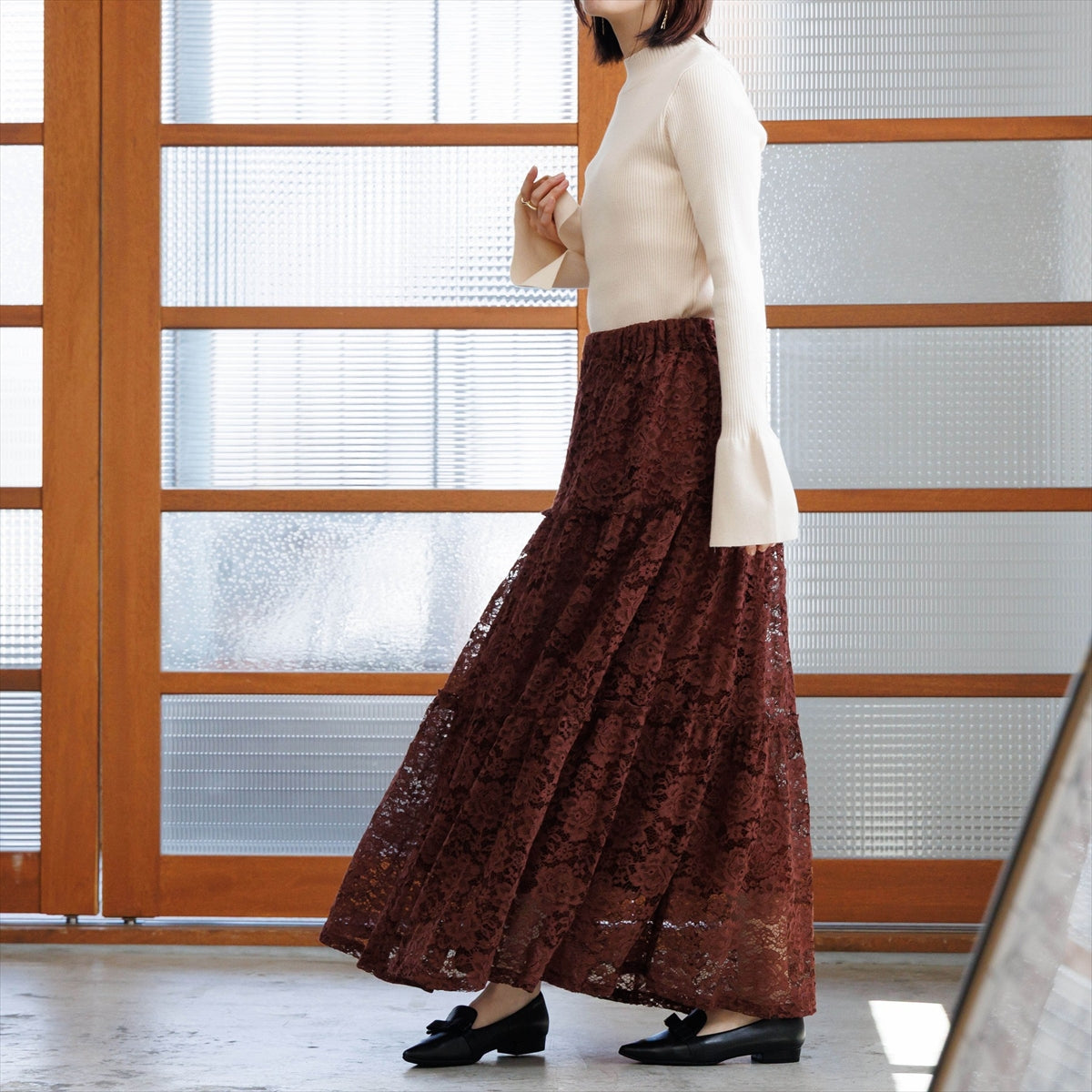 【26AW】リボンモチーフオペラシューズ/661318
