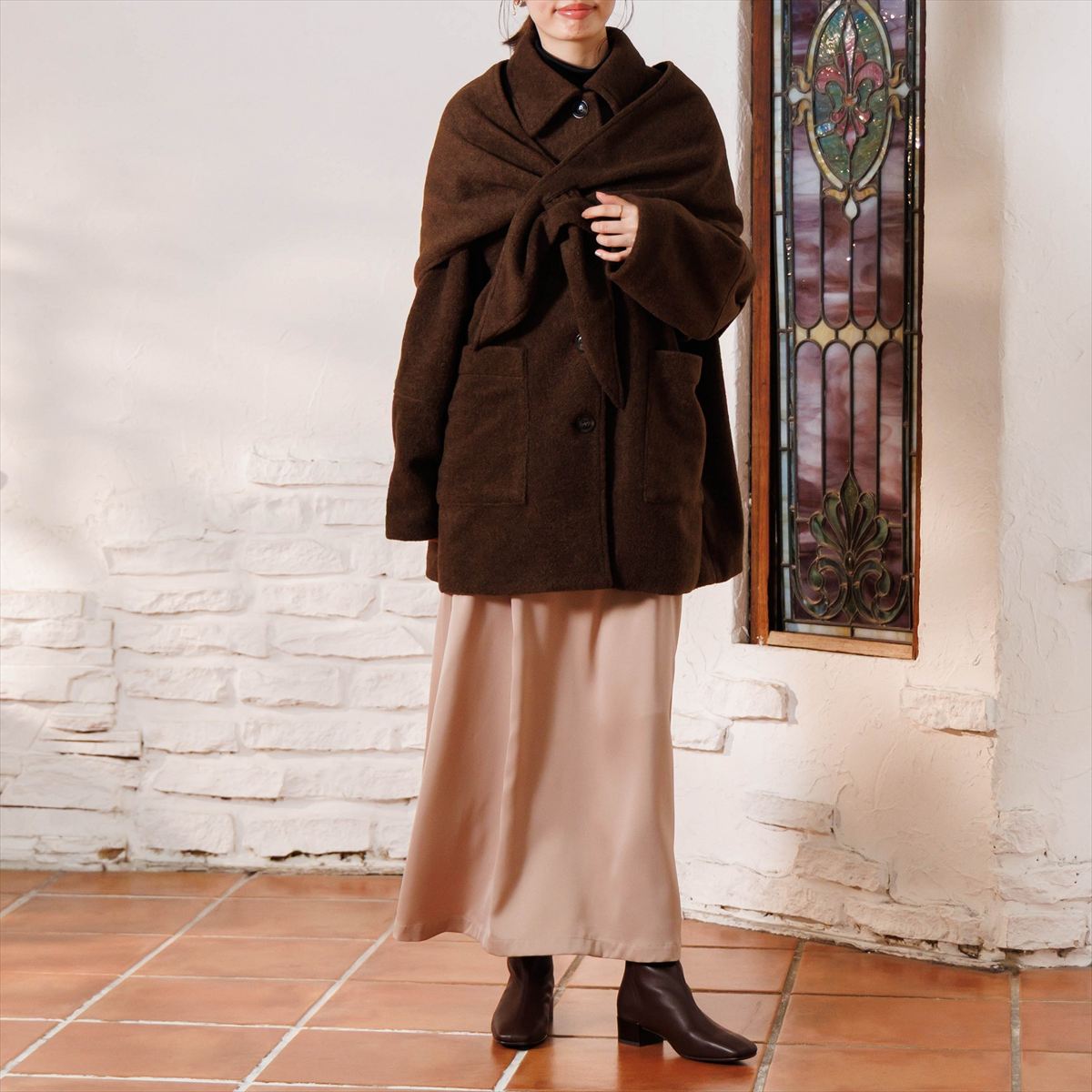 【26AW】スクエアトゥシープレザーストレッチブーツ/661410
