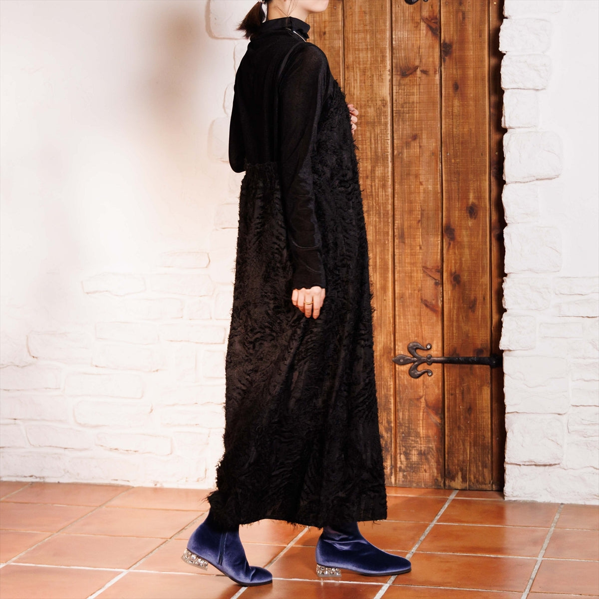 《予約/10月中旬入荷予定》【26AW】HANAEMORI×HIMIKO ビジューヒールストレッチブーツ/661425