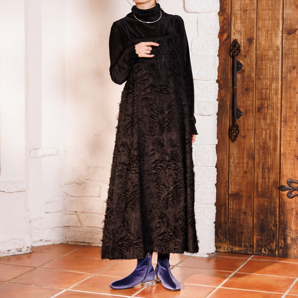 《予約/10月中旬入荷予定》【26AW】HANAEMORI×HIMIKO ビジューヒールストレッチブーツ/661425