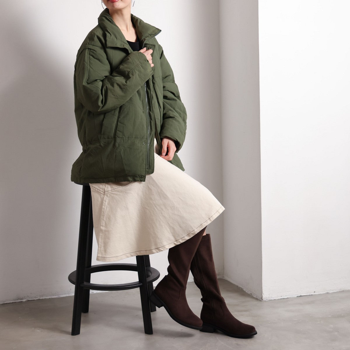 【26AW】ラウンドトゥストレッチロングブーツ/651424
