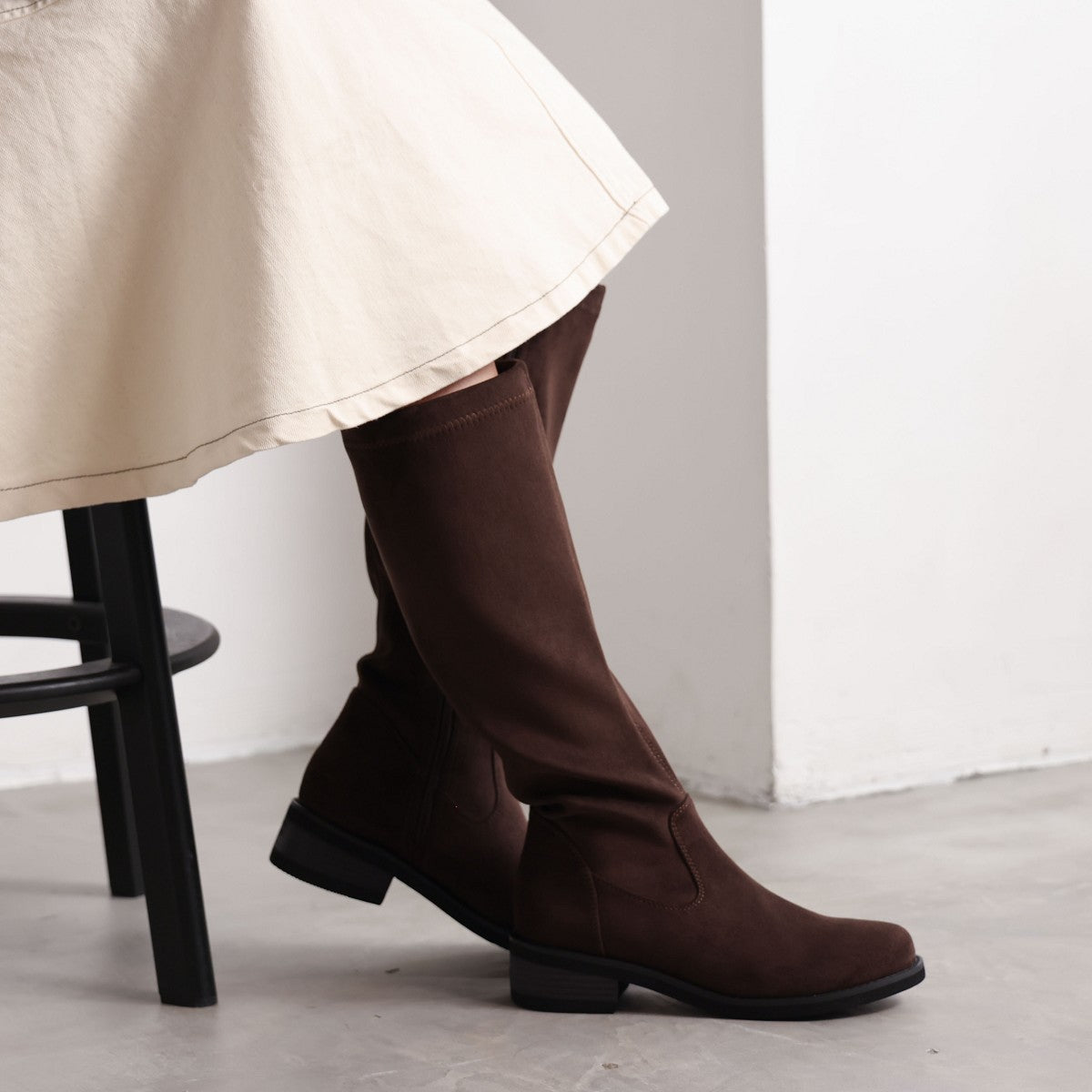 【26AW】ラウンドトゥストレッチロングブーツ/651424