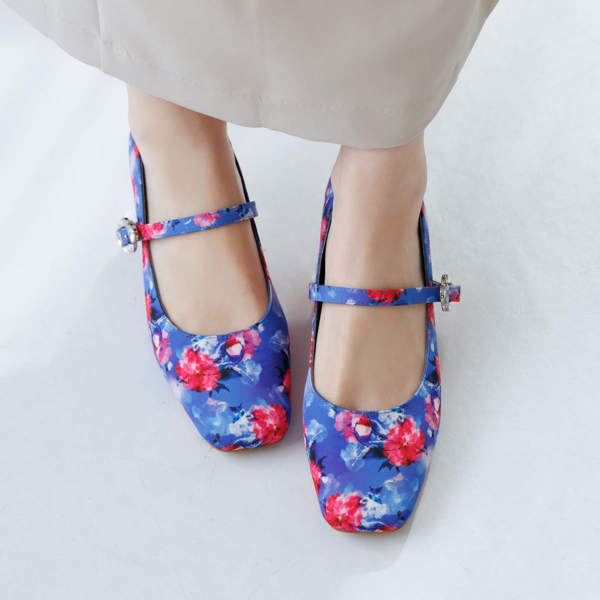 HANAE MORI×HIMIKO ハナエモリ クリアヒールメリージェーン　パンプス　コラボ ブルー