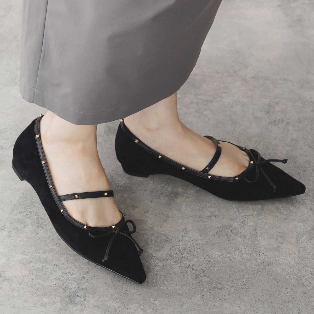 【SALE】スタッズ×リボンメリージェーンパンプス/554301