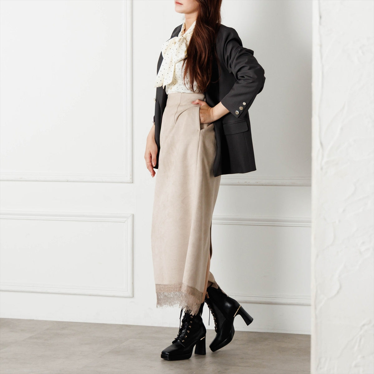 【26AW】レースアッププラットフォームヒールブーツ/564406