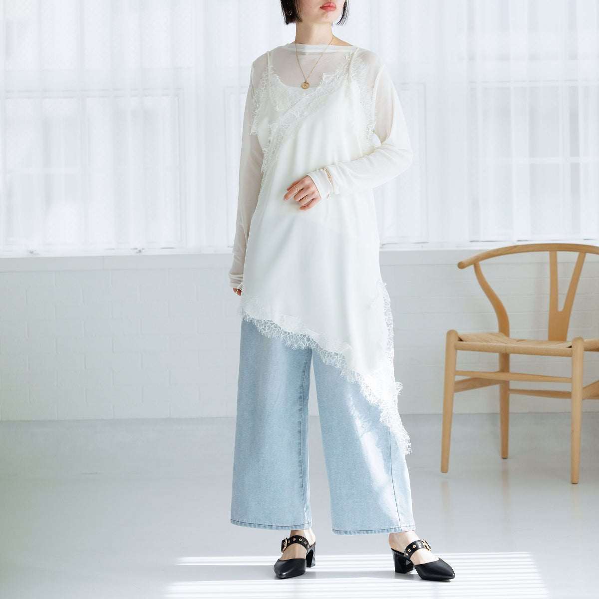 【26SS／WEB限定デザイン】メタルアクセントミュールパンプス/640012