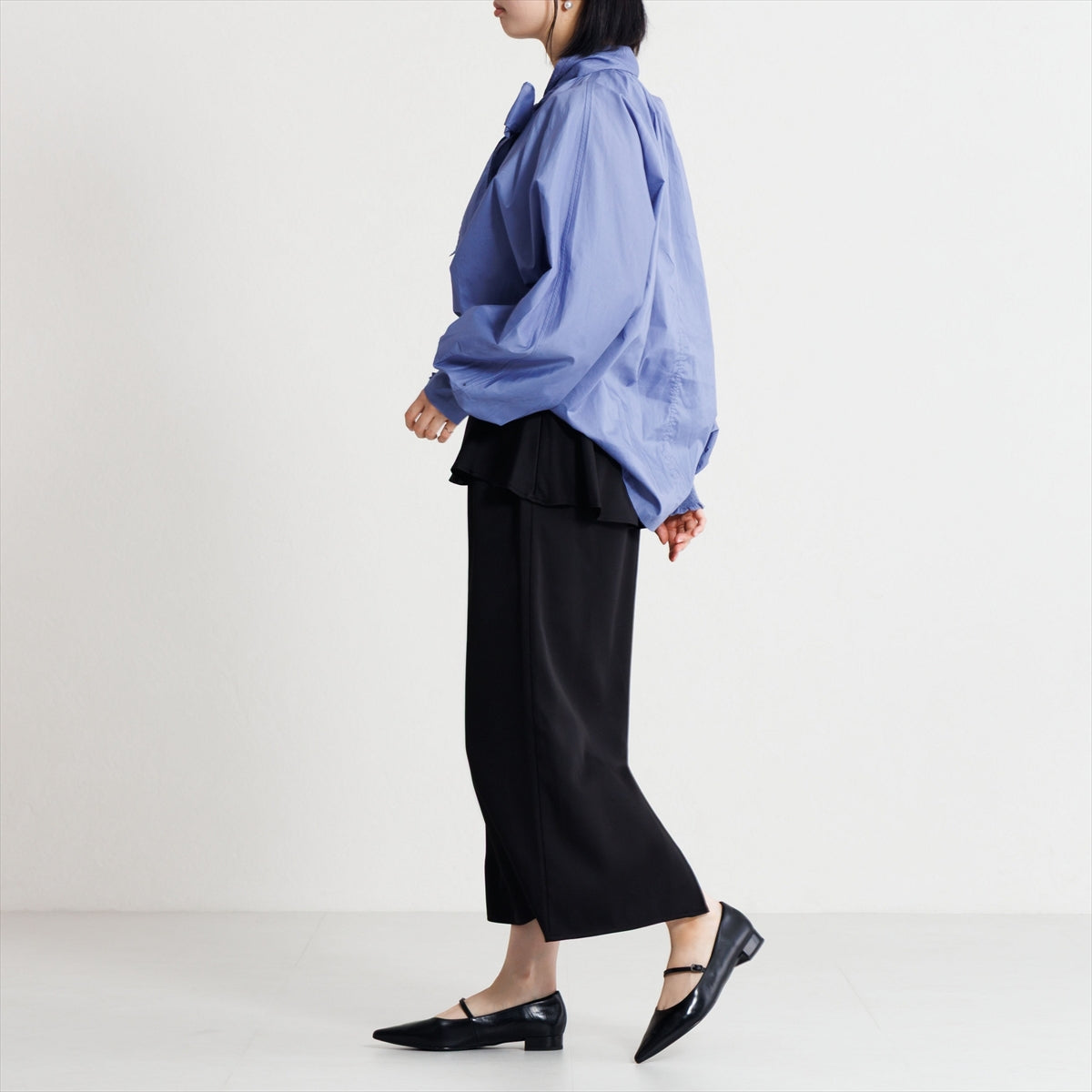 【26SS／WEB限定デザイン】配色ヒールストラップフラットパンプス/640016