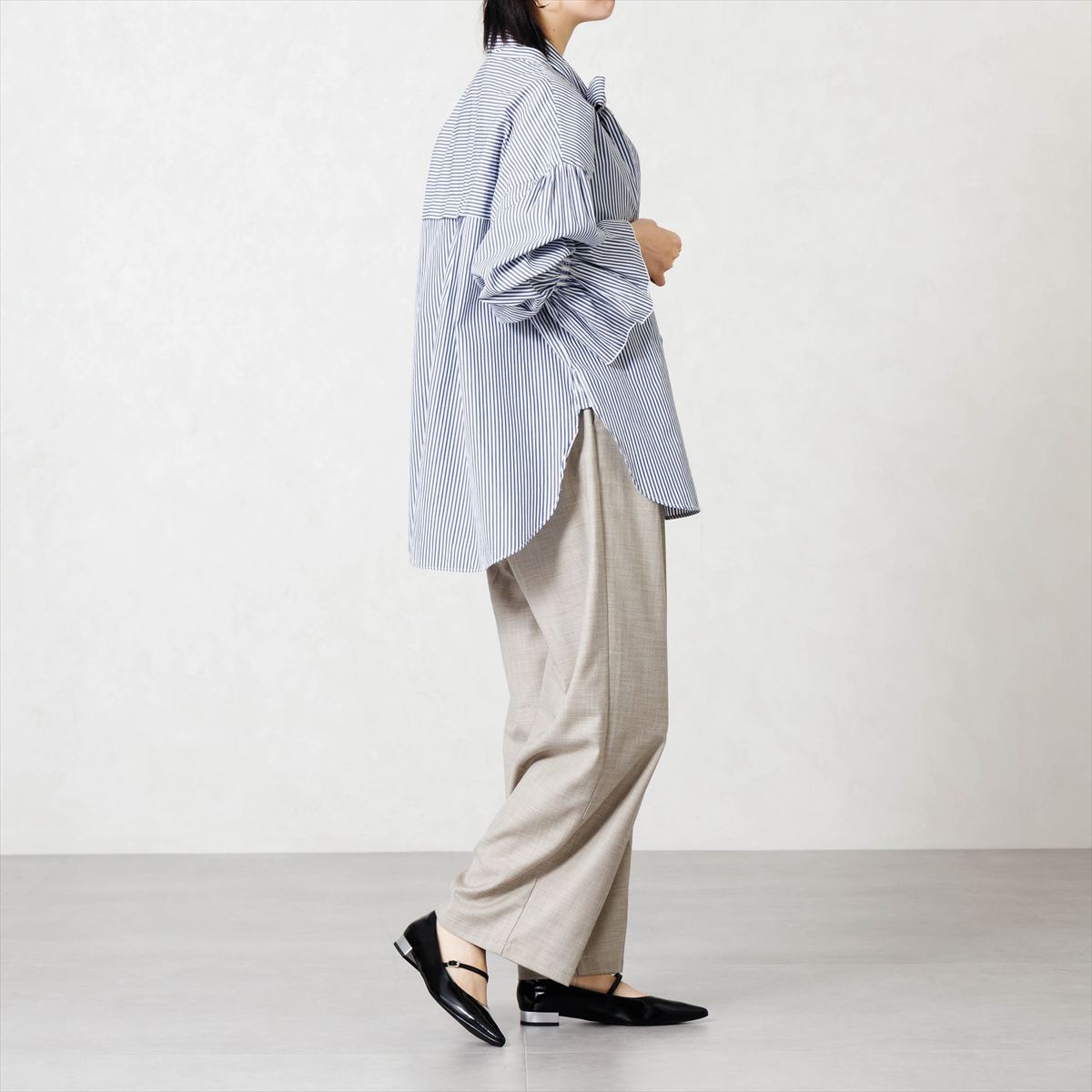 【26AW／WEB限定デザイン】配色ヒールストラップフラットパンプス/640016