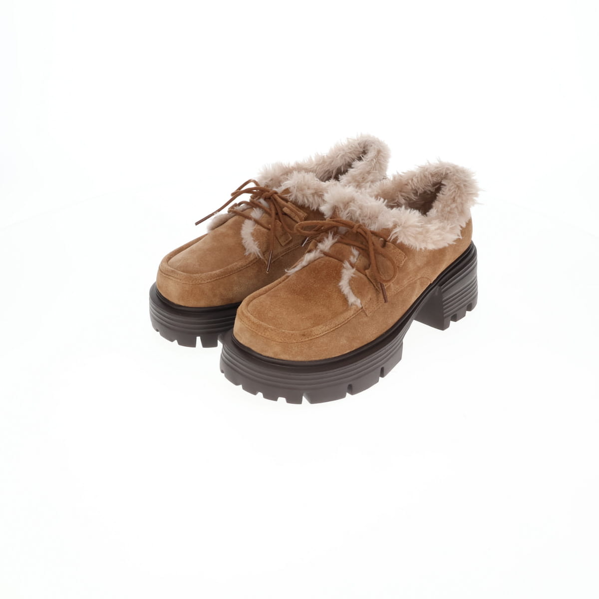 【26AW／WEB限定デザイン】ファーデザインレースアップシューズ/640019