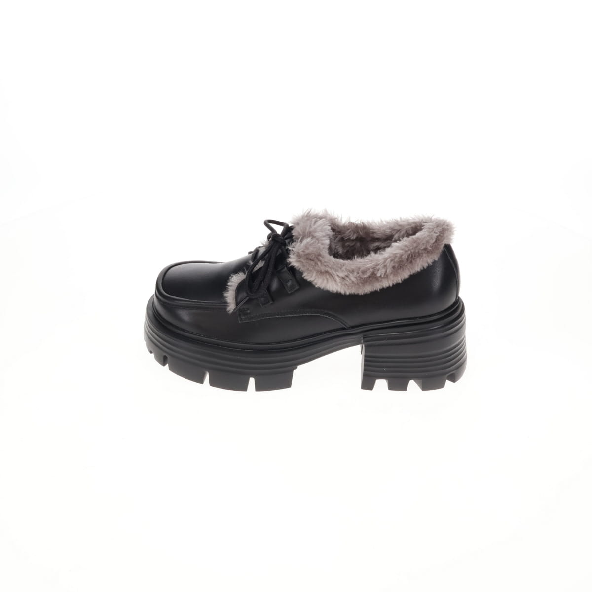 【26AW／WEB限定デザイン】ファーデザインレースアップシューズ/640019