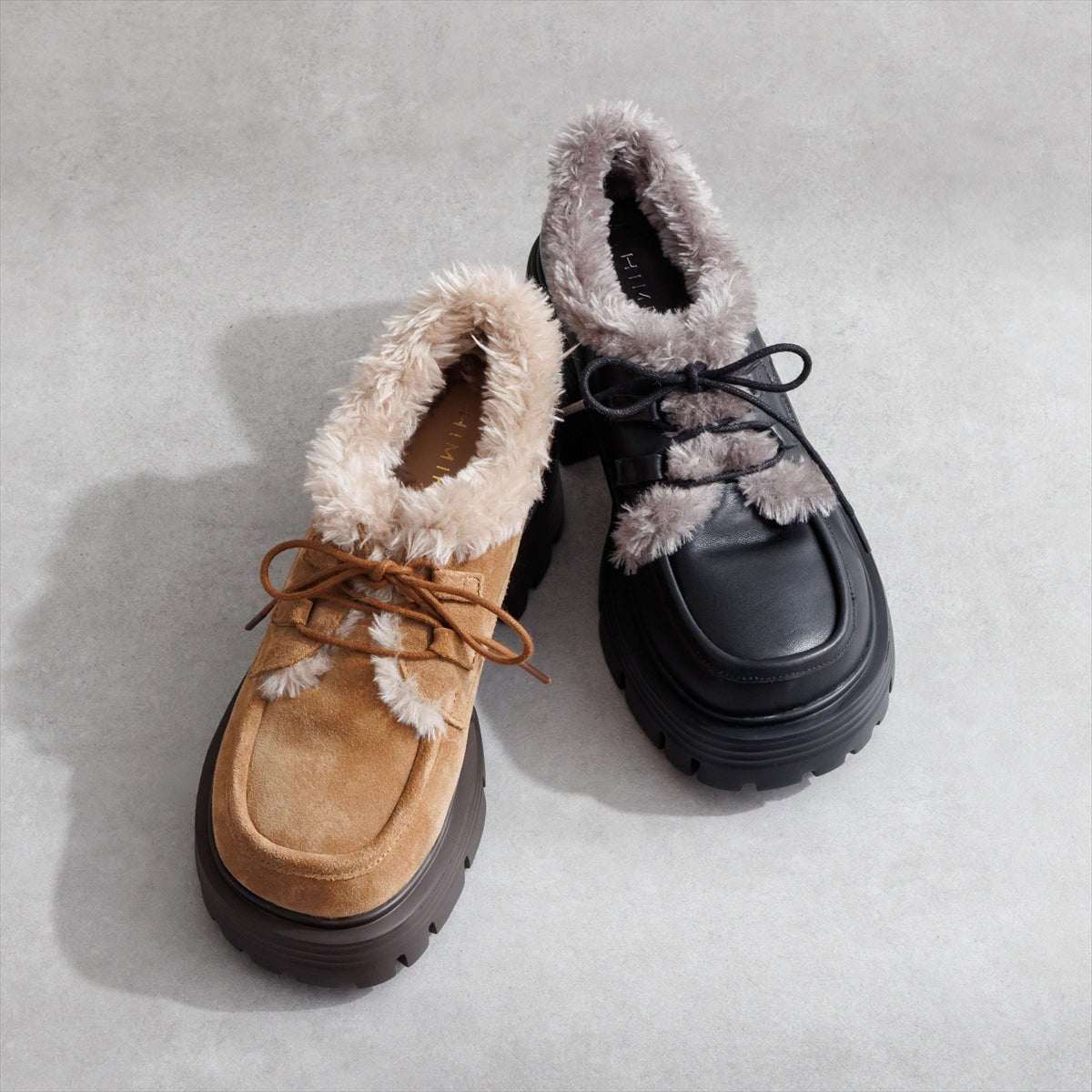 【26AW／WEB限定デザイン】ファーデザインレースアップシューズ/640019
