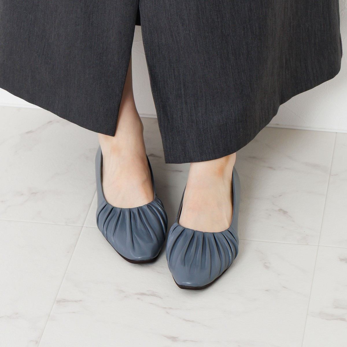 【SALE】ギャザーフラットパンプス/651101
