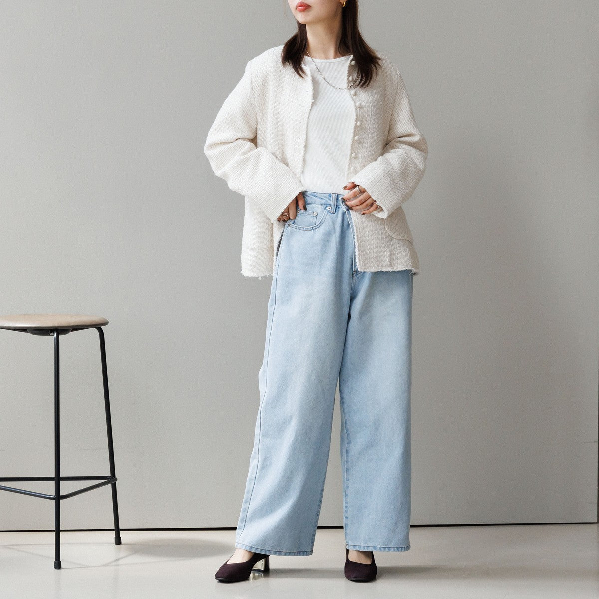【SALE】スクエアトゥメタルプレートヒールパンプス/651112