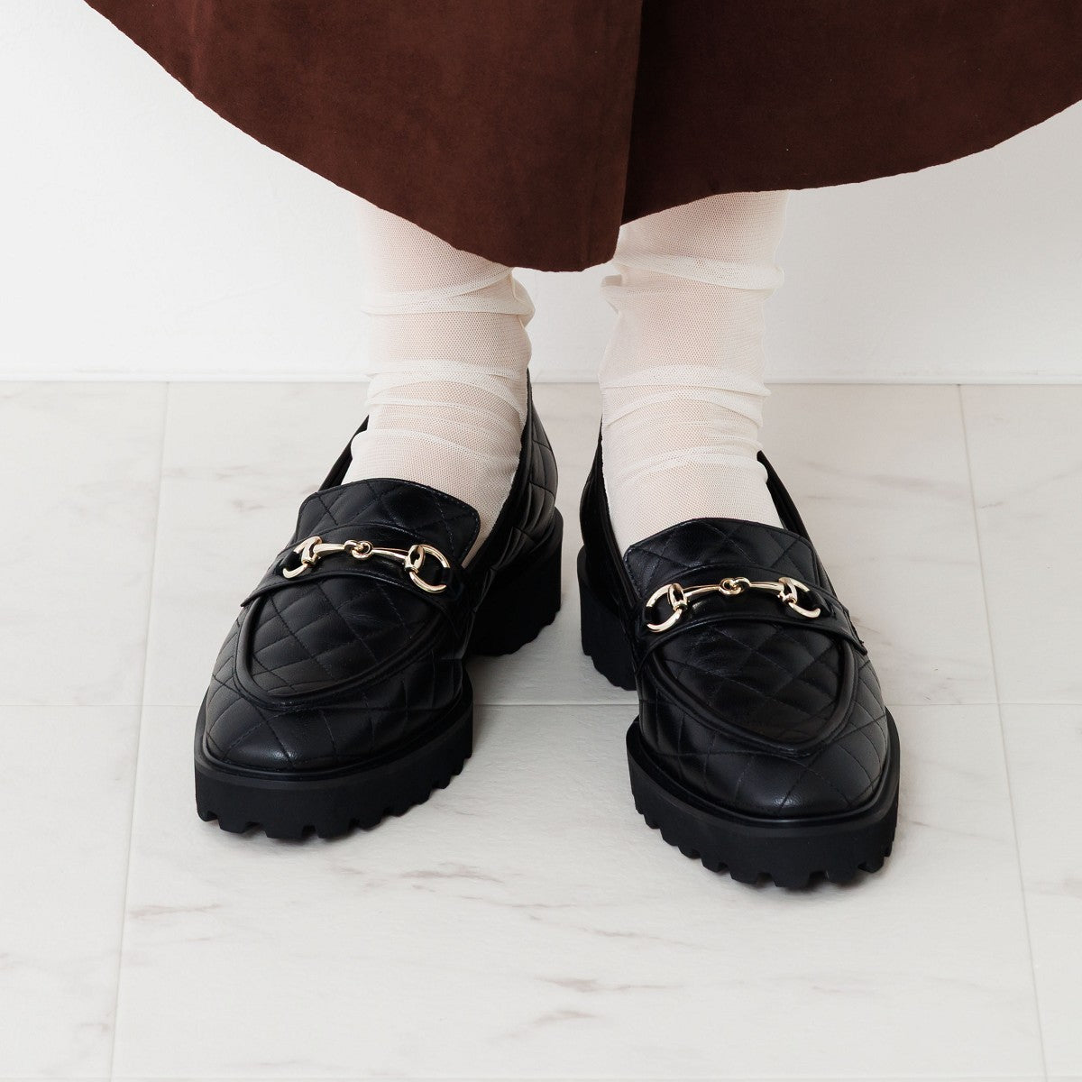 【SALE】トラックソールキルティングビットローファー/651324