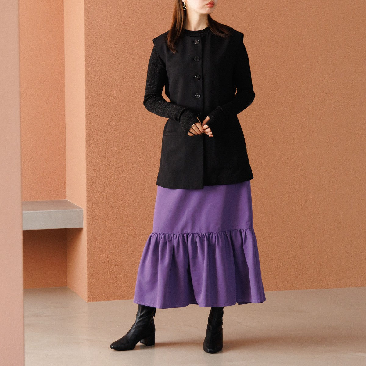 【SALE】バックジップヒールストレッチブーツ/651404