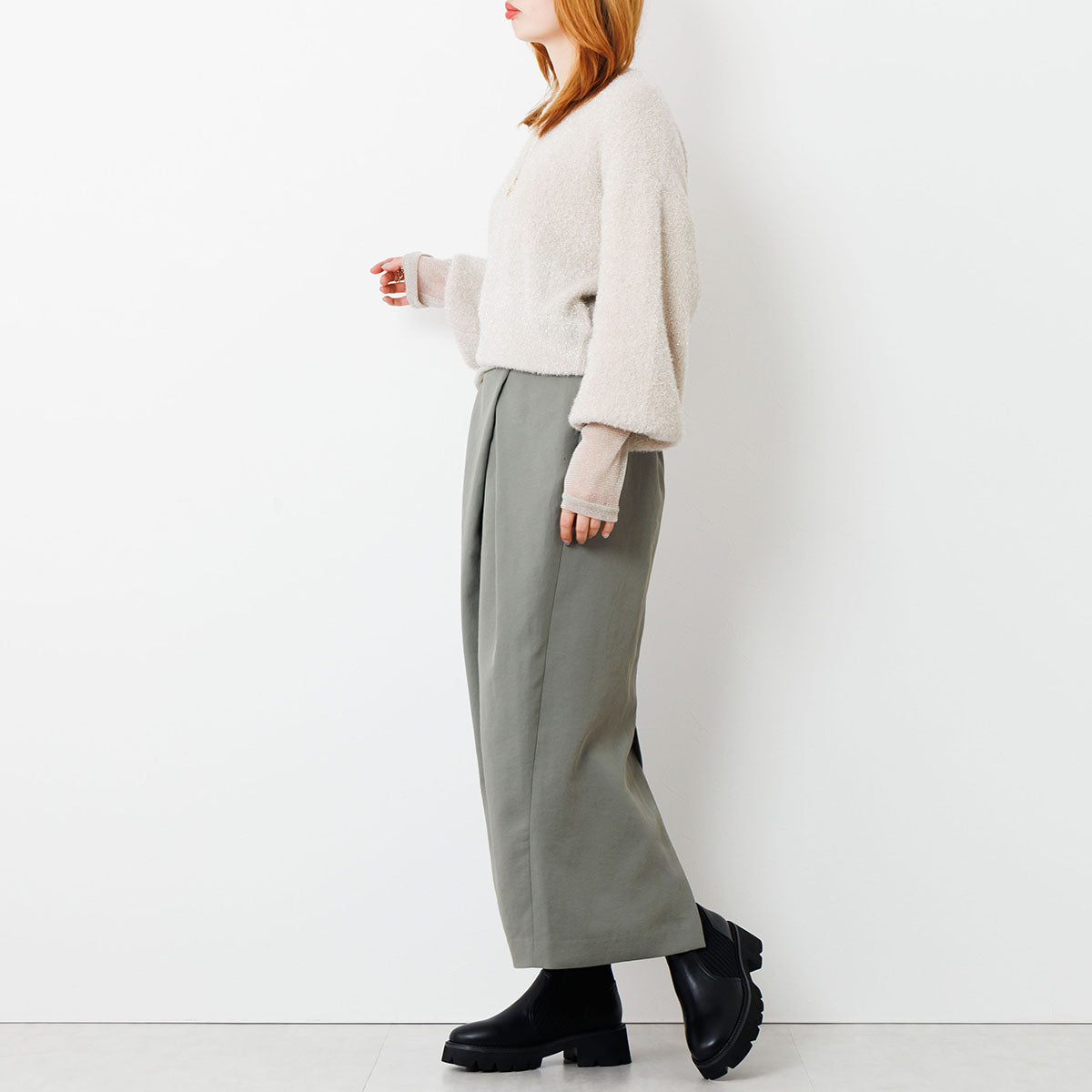 【SALE】トラックソールリブニットブーツ/651419