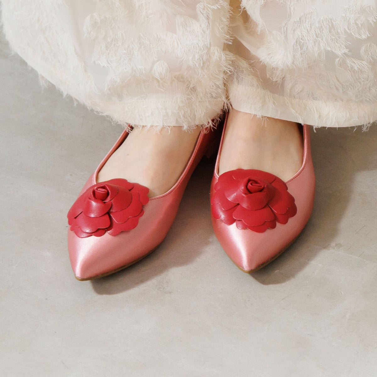 HANAE MORI×HIMIKO ハナエモリ フラワーモチーフ フラットパンプス 2WAY ピンク