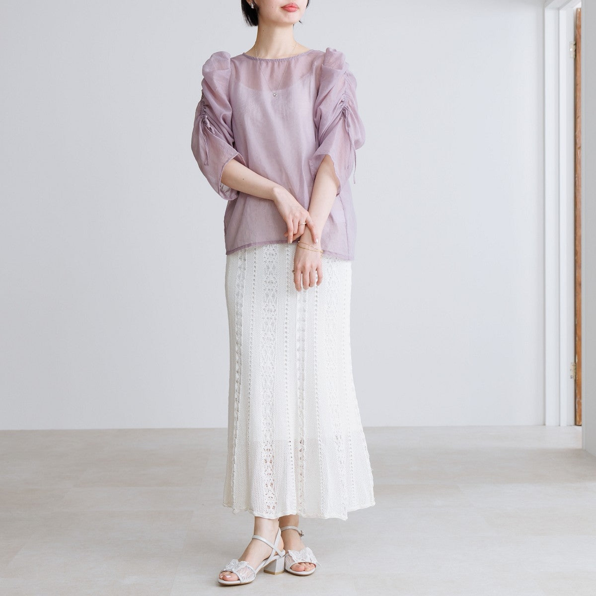 HANAE MORI×HIMIKO ハナエモリ バタフライモチーフストラップサンダル パンプス コラボ 　ホワイト