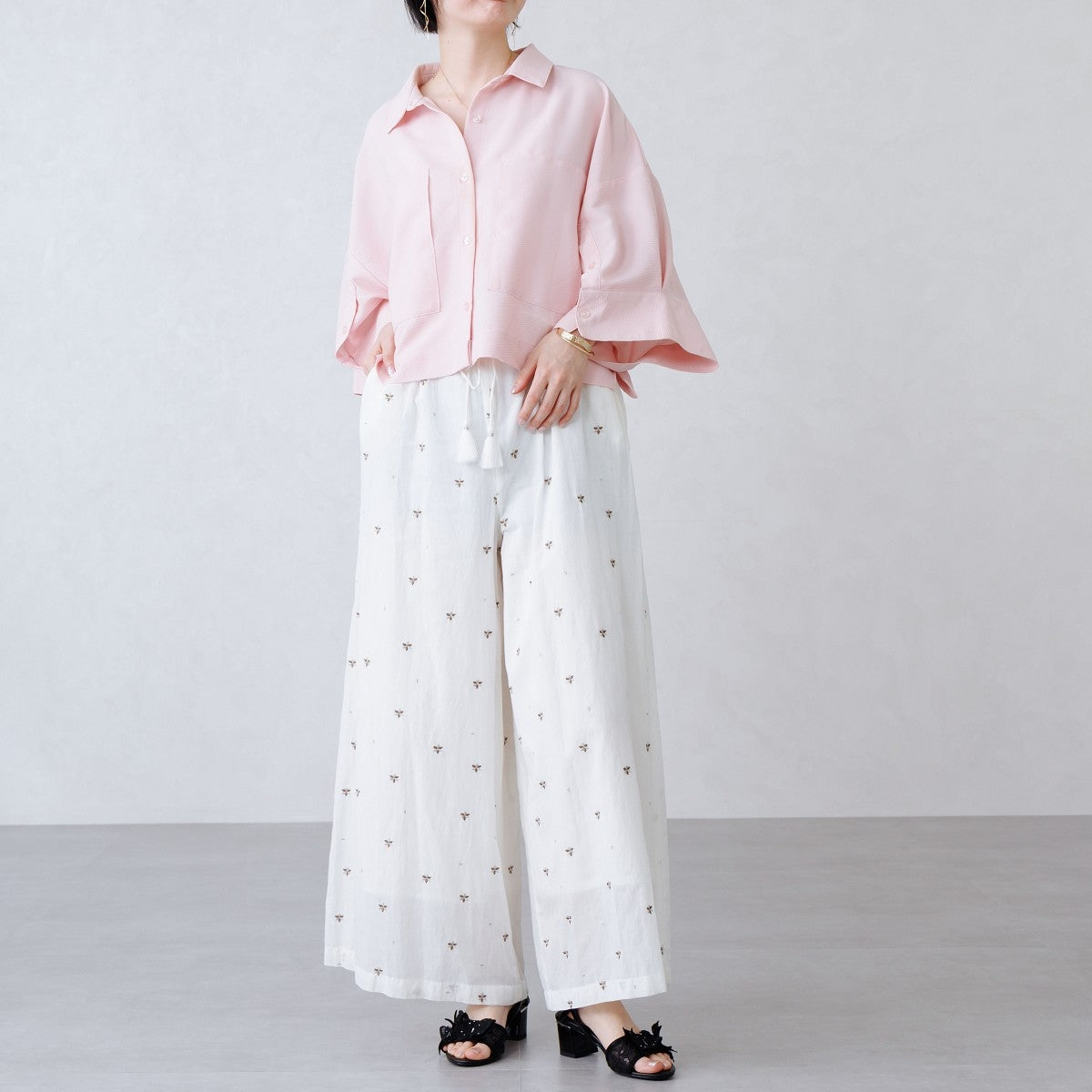 HANAE MORI×HIMIKO ハナエモリ バタフライモチーフストラップサンダル パンプス コラボ 　ブラック