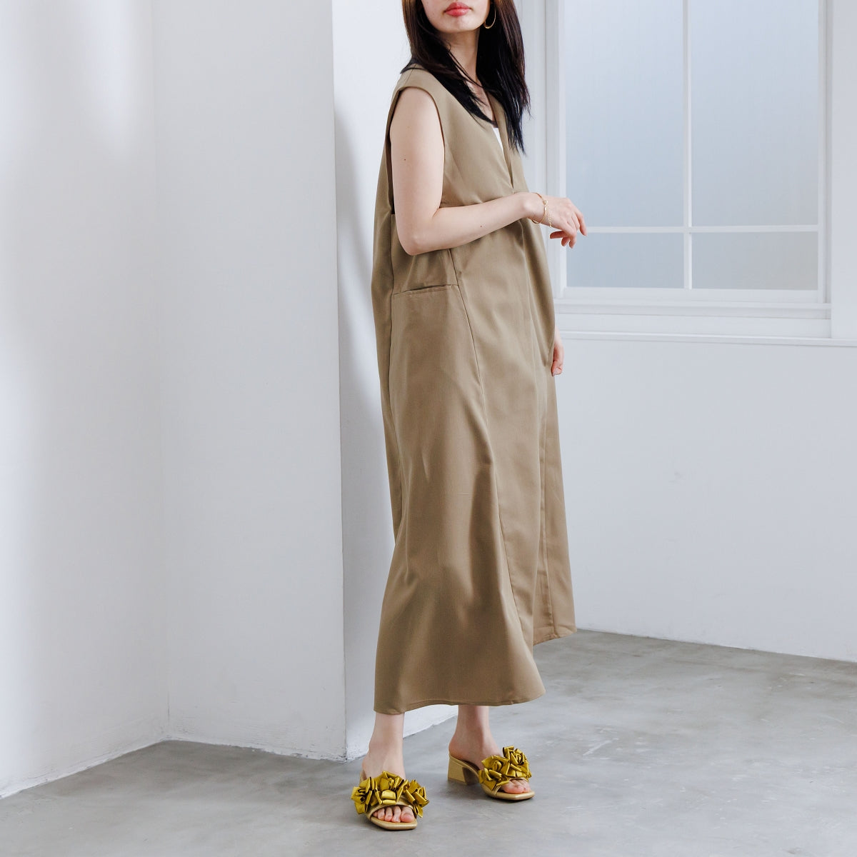 HANAE MORI×HIMIKO ハナエモリ フラワーフリルミュール サンダル コラボ　イエロー