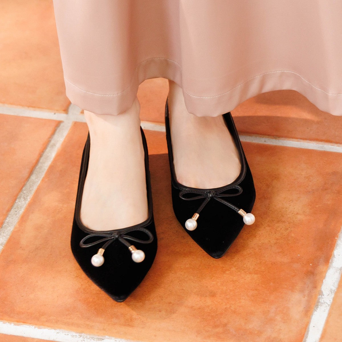 【26AW】HANAEMORI×HIMIKO パールリボンバレエパンプス/661334