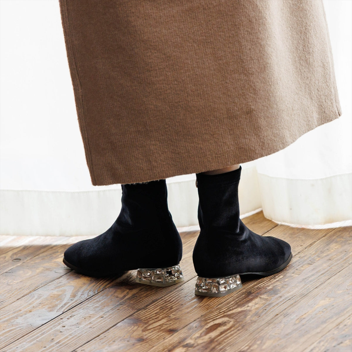 【26AW】HANAEMORI×HIMIKO ビジューヒールストレッチブーツ/661425