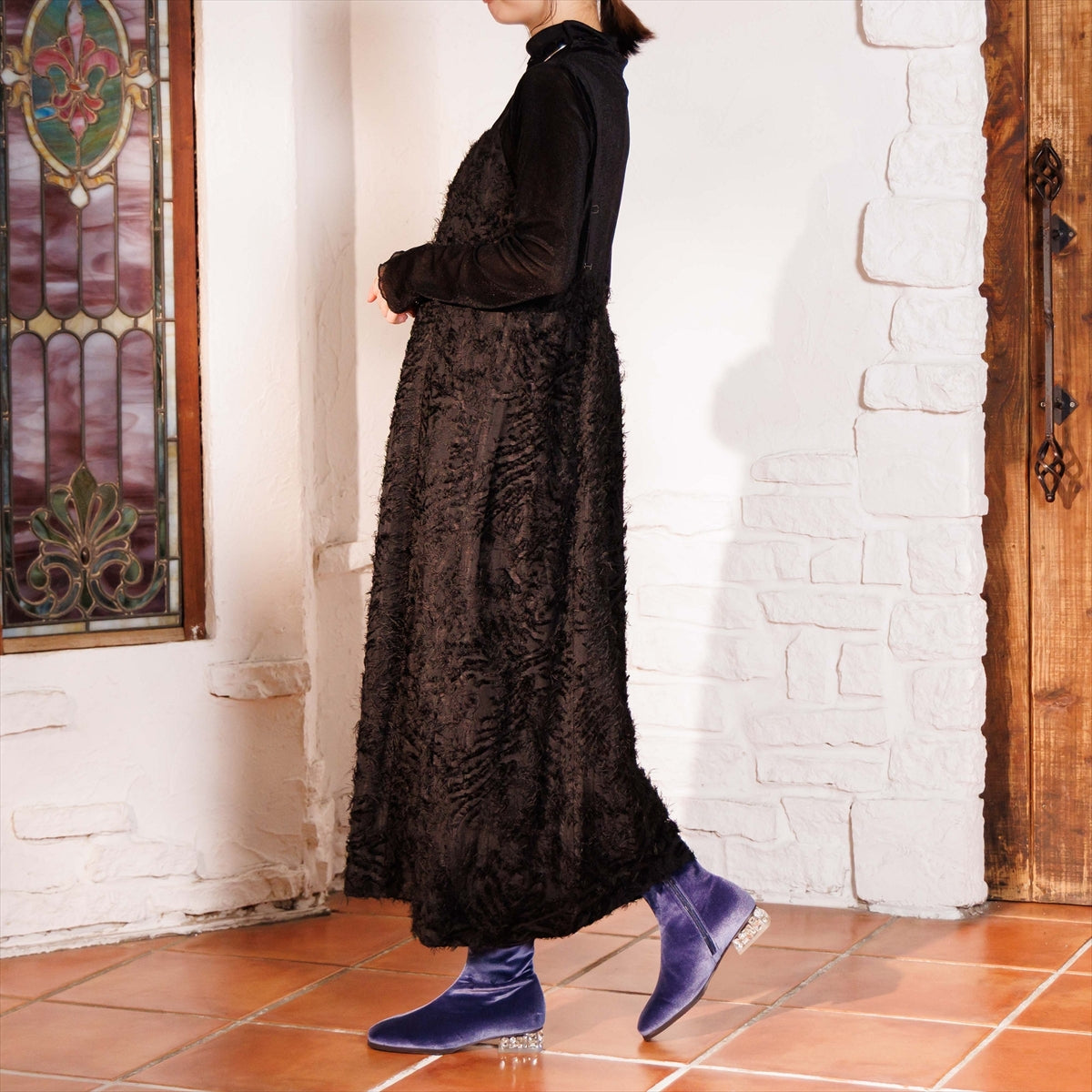 《予約／10月中旬入荷予定》【26AW】HANAEMORI×HIMIKO ビジューヒールストレッチブーツ/661425