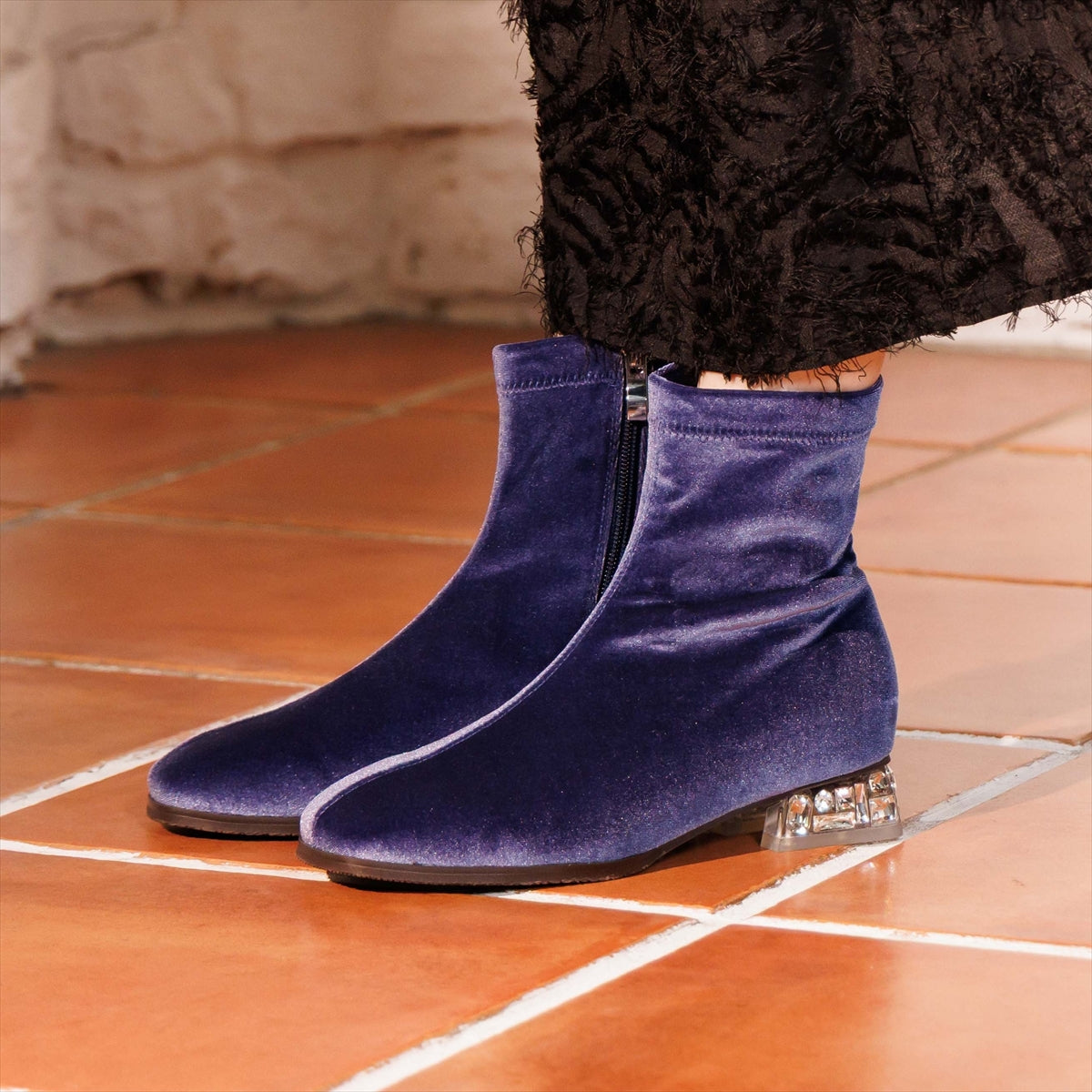 《予約／10月中旬入荷予定》【26AW】HANAEMORI×HIMIKO ビジューヒールストレッチブーツ/661425