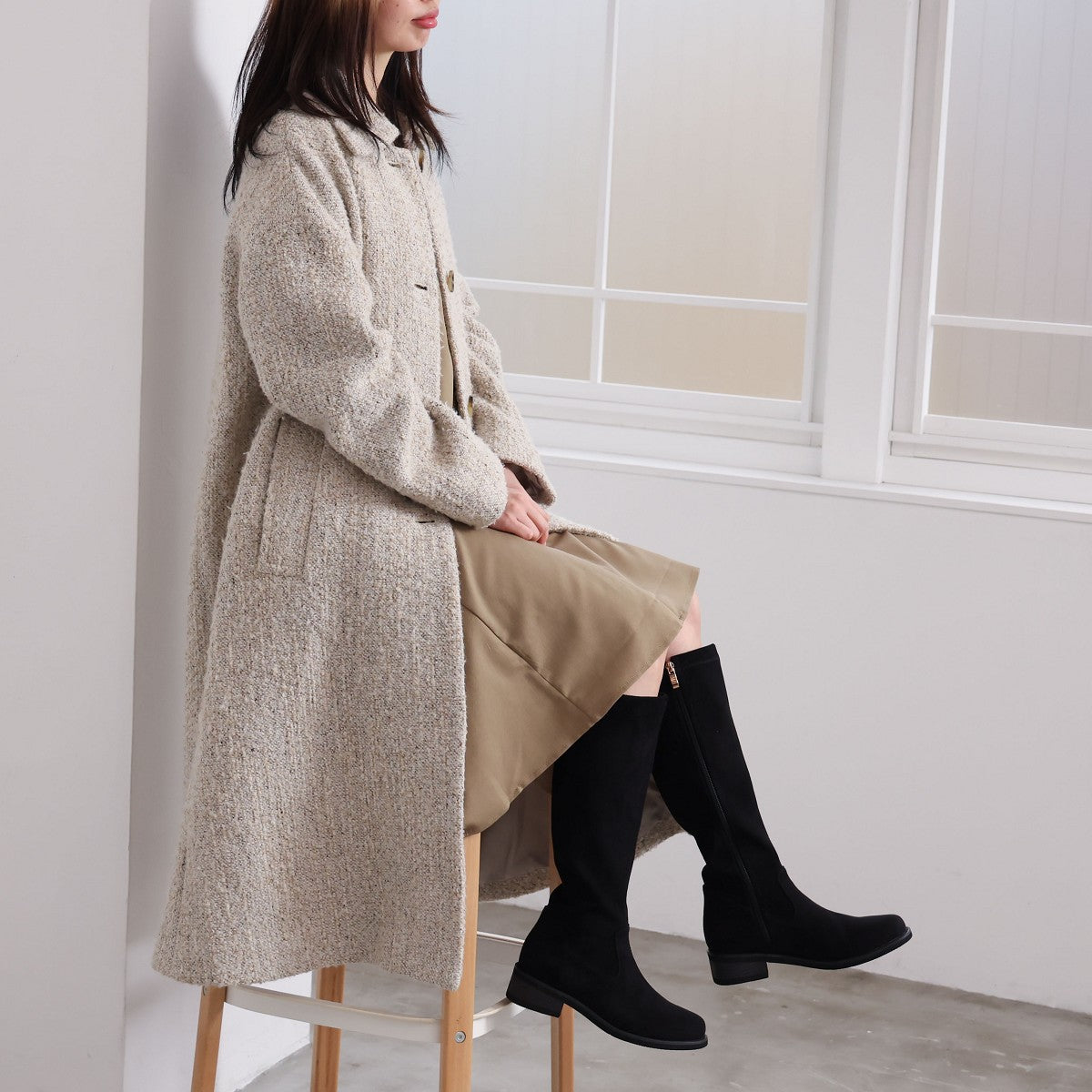 【26AW】ラウンドトゥストレッチロングブーツ/651424
